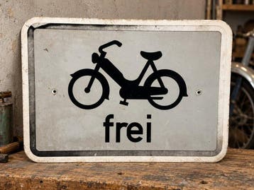 verkeersbord ‘Mofas frei’ - Vintage Duits verkeersbord