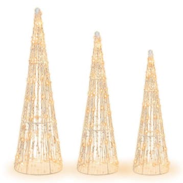 2dekans | Coast Verlichte Kerstkegelbomen Set van 3 –, Ophalen of Verzenden, Zo goed als nieuw