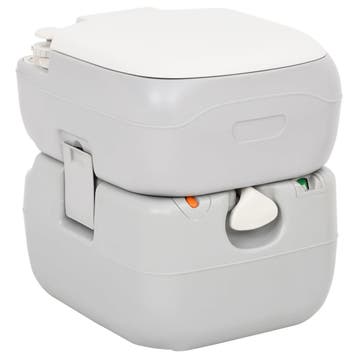 vidaXL Campingtoilet draagbaar 22+12 L HDPE grijs en wit, Verzenden, Nieuw
