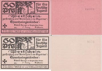 50 Pfennig ohne Jahr -31 7 1933 Staedte en Gemeinden nach..., Verzenden