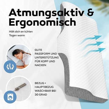 Ergonomisch hoofdkussen  Schlafimpuls wit/zwart, Ophalen of Verzenden, Nieuw