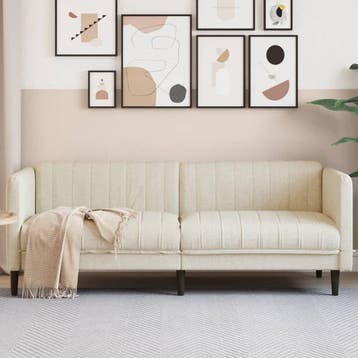 vidaXL Driezitsbank linnen, Huis en Inrichting, Verzenden, Minder dan 150 cm, Stof, Driepersoons