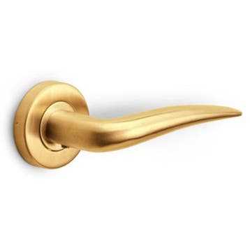 Deurklink BASICS LBXX op ronde rozet PVD mat goud, Verzenden, Nieuw