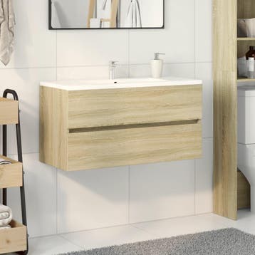 vidaXL Wastafelkast 90x38,5x45 cm spaanplaat sonoma, Verzenden, Nieuw, Wastafelkast, Minder dan 100 cm