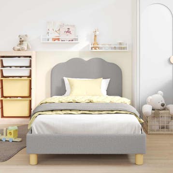 vidaXL Bedframe voor kinderen met hoofdbord Lichtgrijs, Eenpersoons, Verzenden, Nieuw, 80 cm