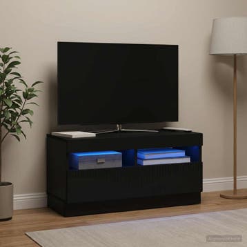 vidaXL LED tv-meubel Zwart Bewerkt hout, Minder dan 50 cm, Verzenden, Nieuw, Minder dan 100 cm