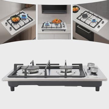 RVS Gasfornuis met 2 Pits, Automatische Ontsteking en Drukre, Verzenden, Nieuw