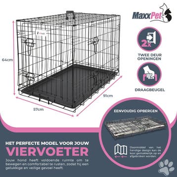 MaxxPet Hondenbench met Plaid - Zwart - Incl. Plaid - 91..., Dieren en Toebehoren, Hondenbenches, Verzenden, Nieuw