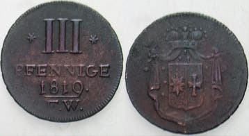 3 Pfennige 1819 Waldeck Georg Heinrich 1813-1845, Verzenden
