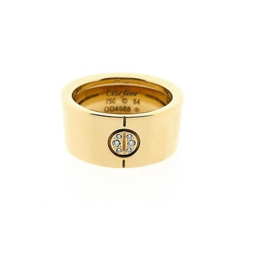 Cartier gouden brede ring met diamanten; 0,04 ct., Gebruikt, Ophalen of Verzenden, 17 tot 18, Dame of Heer