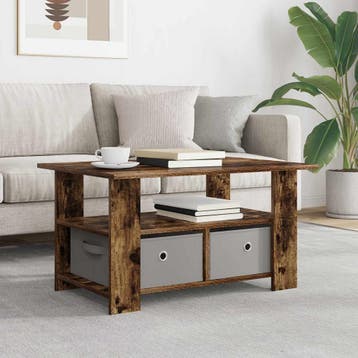 vidaXL Salontafel met lade Gerookt eiken 77 x 55 x 42 cm, Huis en Inrichting, Tafels | Salontafels, Verzenden, Nieuw, Overige houtsoorten
