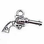 4 x Metalen bedeltje revolver 22 x 14 mm – oogje 2 mm –, Ophalen of Verzenden, Nieuw, Bedel