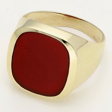 Zonder minimumprijs - Ring - 14 karaat Geel goud - Carneool, Nieuw