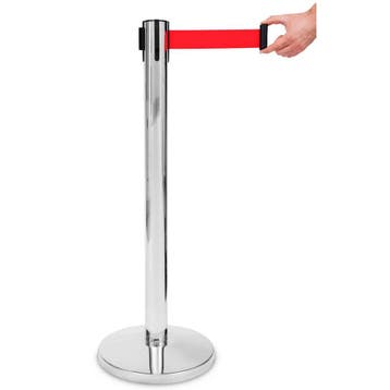 Afzetpaal | PREMIUM | Verchroomd | Incl. Afzetlint (Rood) |, Verzenden, Nieuw in verpakking