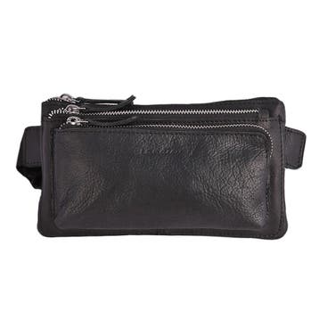 Landley Leren Heuptas met 3 ritsen Unisex Fanny Pack Zwart, Overige merken, Verzenden, Zwart, Nieuw