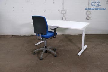Handmatig verstelbaar bureau wit 160x80 cm Twinform ergonomi, Verzenden, Gebruikt