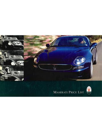 2000 MASERATI PRIJSLIJST ENGELS, Boeken, Nieuw, Author