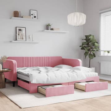 vidaXL Slaapbank met onderschuifbed en lades 100x200 cm, 100 cm, Eenpersoons, Verzenden, Nieuw