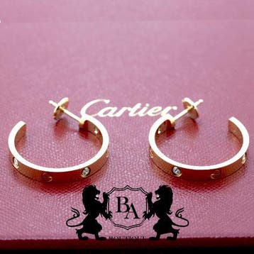 Cartier LOVE Diamanten 18 Karaat Rosegoud Oorbellen B8301433, Ophalen of Verzenden, Zo goed als nieuw, Met edelsteen, Knopjes of Stekers