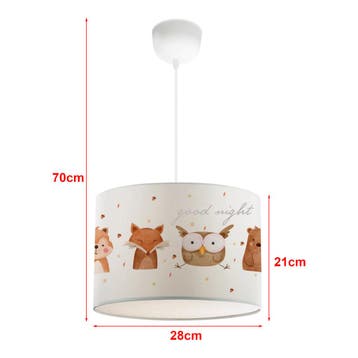 Kinder hanglamp Rugby wit met bosdiermotief lux.pro, Verzenden, Nieuw