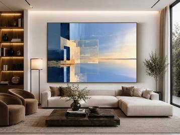 Lea Ottavi - Blue Horizon Geometry · XXL · Hand signed
