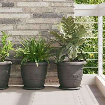 vidaXL Plantenpotten 24 st Zwart Ø 34 x 28 cm Kunststof, Tuin en Terras, Kunststof, Minder dan 30 cm, Verzenden, Minder dan 60 cm