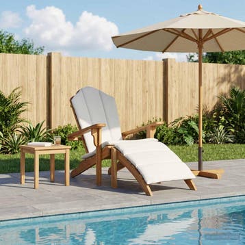vidaXL Adirondack tuinstoel met voetensteun Naturel Massief, Tuin en Terras, Tuinstoelen, Verzenden, Nieuw