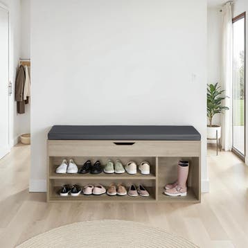 Schoenenkast Natalya met zitkussen 104x30x49cm, Verzenden, Nieuw