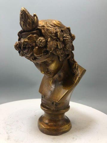 sculptuur, Exquisite Brass Sculpture – Dionysus, God of Wine, Antiek en Kunst