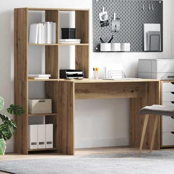 vidaXL Bureau met plank Artisan Eiken 138,5 x 55 x 143 cm, Huis en Inrichting, Verzenden, Nieuw