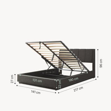 Tweepersoonsbed Tröstiar met matras en LED 140x200 cm zwart, Verzenden, Nieuw