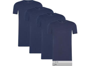 4-pack Cappuccino Blauwe T-Shirt ronde hals - Extra Lange, Verzenden, Nieuw, Cappuccino
