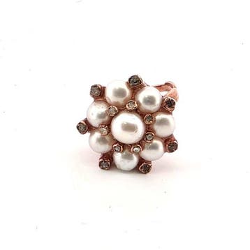 Zonder minimumprijs - Ring - 9 kt. Roségoud, Zilver Parel -, Nieuw