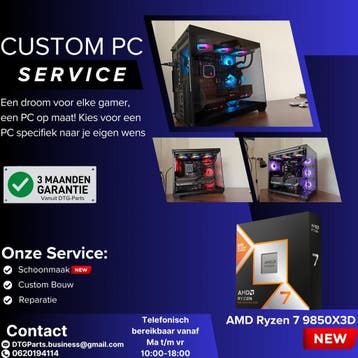 Custom GamePC // Uit Voorraad // DTG-Parts, Ook voor bedrijven, Computerreparatie en Onderhoud