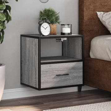 vidaXL Nachtkastjes 2st wandgemonteerd 40x31x39,5cm grijs, Verzenden, Nieuw, Hout