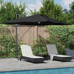 vidaXL Parasol Zwart 351 x 250 x 253 cm Polyester en, Tuin en Terras, Parasols, Verzenden, Nieuw, 2 tot 3 meter