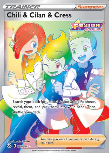 Trainer Chili & Cilan & Cress 273/264 (Fusion Strike), Ophalen of Verzenden, Nieuw, Losse kaart, Foil