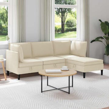 vidaXL Woonkamer Meubelset 4 st Crèmekleurig Stof, Verzenden, Nieuw, Stof, 200 tot 250 cm