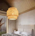 Bamboe Plafondlamp E27 - Handgeweven Rotan Hanglamp 30x35cm, Verzenden, Nieuw