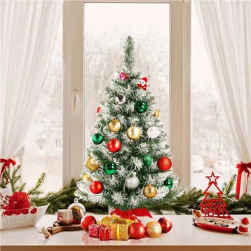 2dekans | Yaheetech Kunstkerstboom - 90 cm - Sneeuweffect -, Diversen, Ophalen of Verzenden, Zo goed als nieuw