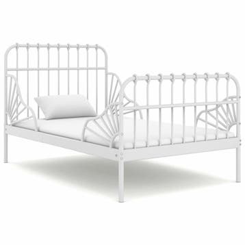 vidaXL Bedframe verlengbaar metaal wit 80x130/200 cm, Eenpersoons, Verzenden, Wit, Nieuw