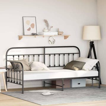 vidaXL Bedframe voor een daybed Zwart 90 x 200 cm, Verzenden, Nieuw, Zwart, Metaal
