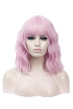 Luxe Lichtroze Pruik Schouderlengte Rechte Pony Krullen Roze, Kleding | Dames, Ophalen of Verzenden, Nieuw, Carnaval