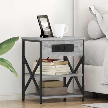 vidaXL Nachtkastje Grijs Sonoma 41 x 31 x 51 cm Bewerkt hout, Huis en Inrichting, Minder dan 45 cm, Verzenden, Nieuw, Minder dan 55 cm