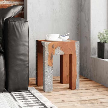 vidaXL Kruk massief teakhout en hars, Huis en Inrichting, Stoelen, Verzenden, Nieuw
