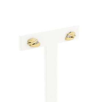 Gouden oorstekers met zirconia (Oorbellen), Sieraden, Tassen en Uiterlijk, Oorbellen, Gebruikt, Ophalen of Verzenden, Met edelsteen
