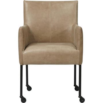 Set van 4 Leren eetkamerstoelen Desire - Vintage Taupe, Huis en Inrichting, Stoelen, Ophalen of Verzenden, Nieuw, Leer