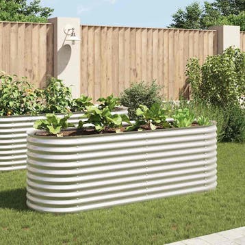 vidaXL Plantenbak verhoogd 240x80x81 cm gegalvaniseerd staal, Verzenden, Nieuw, Metaal, 60 tot 100 cm