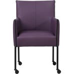 Set van 4 Leren eetkamerstoelen More - Toledo Aubergine, Ophalen of Verzenden, Nieuw, Leer, Vijf, Zes of meer stoelen