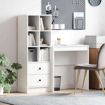 vidaXL Bureau met lade met plank met opslag 2 pcs Wit, Verzenden, Nieuw